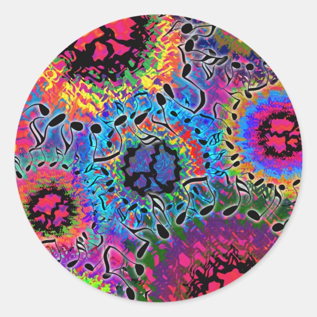 Sound Colors Psychedelic Runder Aufkleber (Vorderseite)