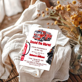 Sound der Red Fire Truck Boy Baby Dusche Einladung