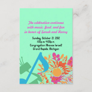 SOUND DER TORAH BLUME Bat Mitzvah Party Card Einladung
