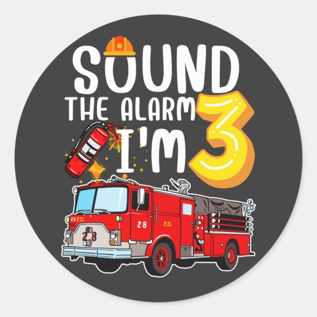 Sound Die Erinnerung Ich bin 3 Feuerwehrmann Motor Runder Aufkleber (Vorderseite)