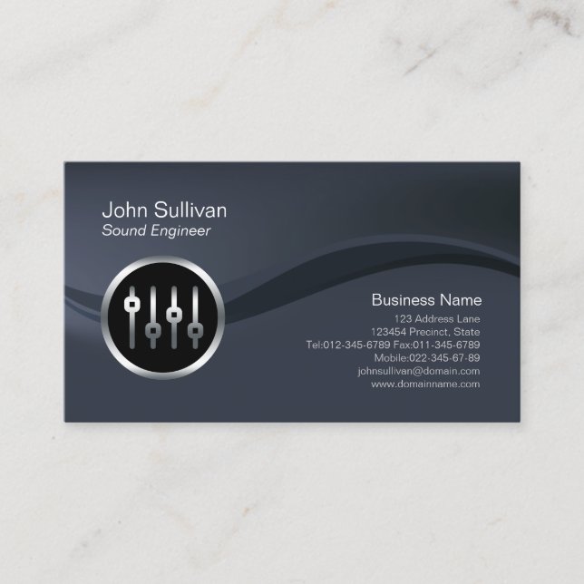 Sound Engineer Business Card für Chrome Volume Sli Visitenkarte (Vorderseite)