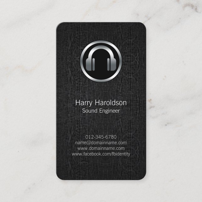Sound Engineer Headphones BlackGrunge BusinessCard Visitenkarte (Vorderseite)