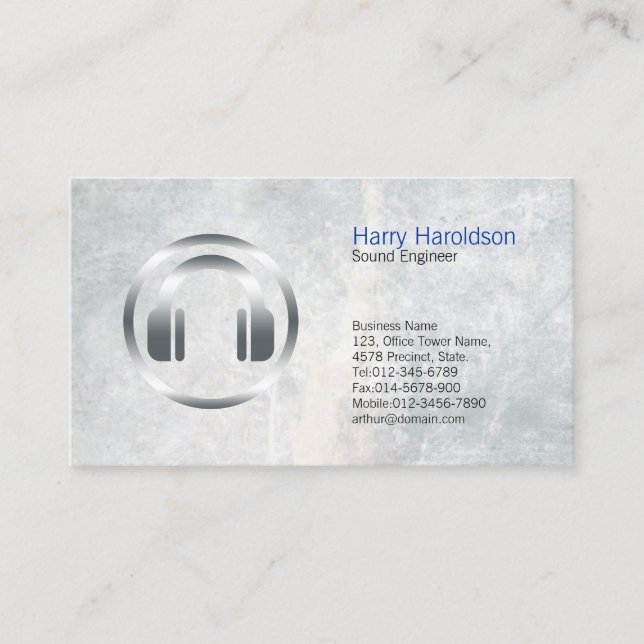 Sound Engineer Kopfhörer-Symbol Business Card Visitenkarte (Vorderseite)