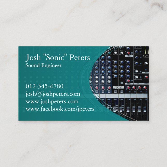 Sound Mixing Console Green Business Card Visitenkarte (Vorderseite)