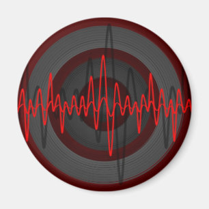 Sound Red Dark Kühlschrankmagnet rund
