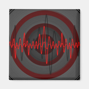 Sound Red Dark Kühlschrankmagnet Square