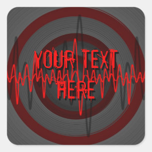 Sound Red Dark 'Your Text' Aufkleberquadrat Quadratischer Aufkleber