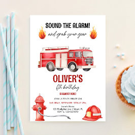 Sound The Alarm Boys Fireruck Geburtstag Einladung