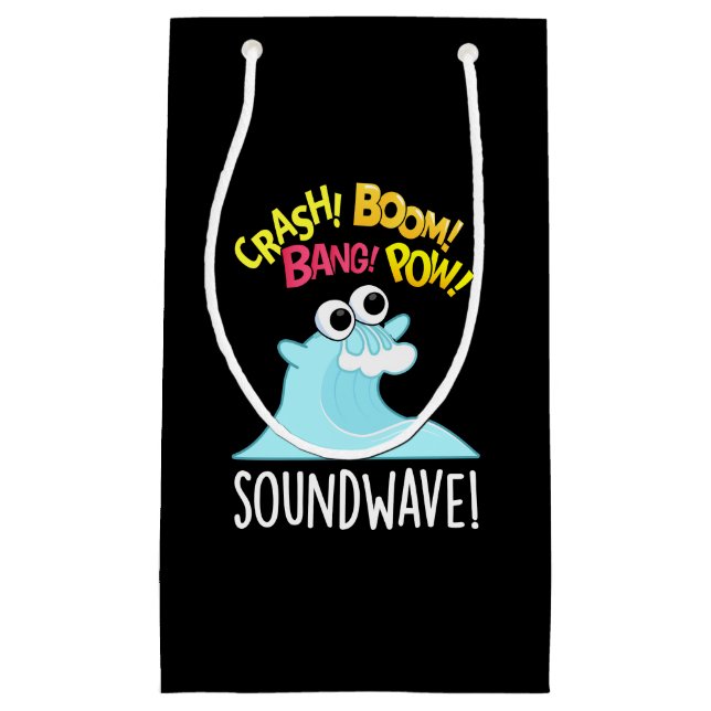 Sound Wave Funny Ocean Pun Dark BG Kleine Geschenktüte (Vorderseite)