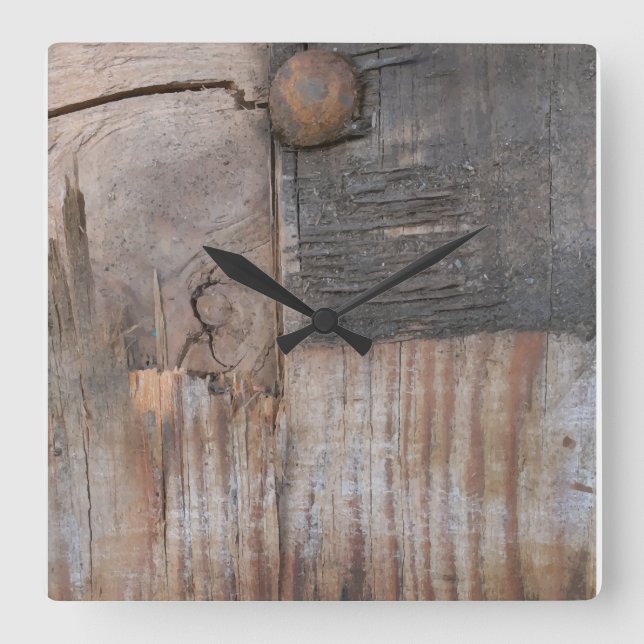 Sound Wood I Quadratische Wanduhr (Vorderseite)
