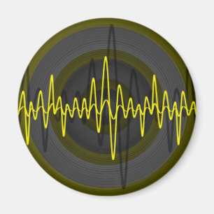 Sound Yellow Dark Kühlschrankmagnet rund