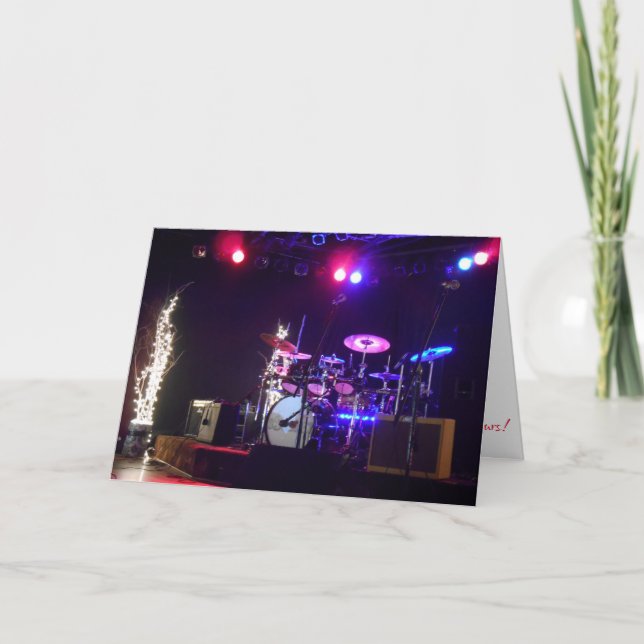 "SoundCheck Music School Drum Set" Weihnachtskarte Karte (Vorderseite)