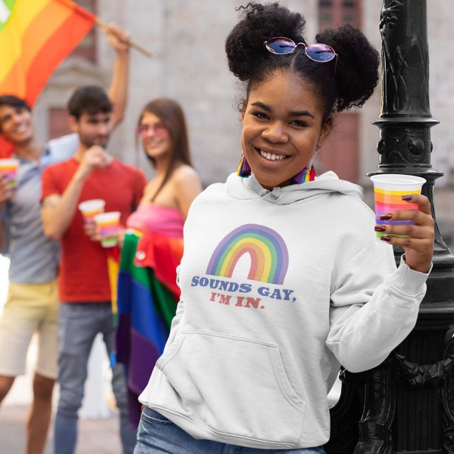 Sounds Gay I'm In Hoodie (gay pride rainbow women's hoodie)