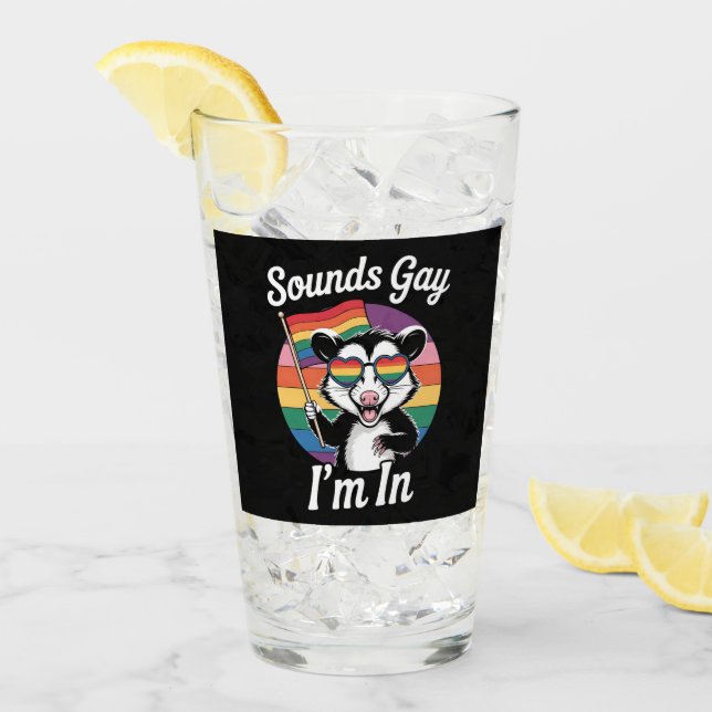Sounds Gay I'm in Possum Funny LGBTQ Pride Rainbow Glas (Vorderseite Ice)