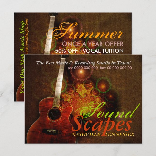 SoundScapes Music Guitar Werbeaktion Postcard Postkarte (Vorne/Hinten)