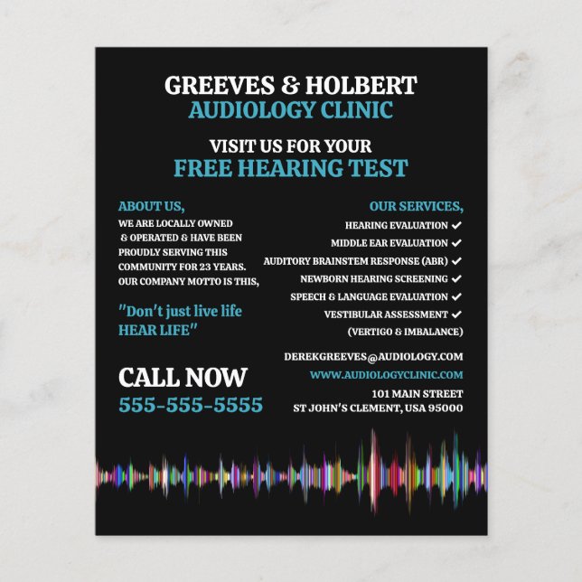 Soundwave Design, Audiologe, Audiologiedlinik Flyer (Vorne)