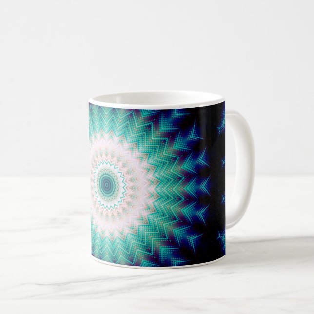 Soundwave Mandala Kaffeetasse (VorderseiteRechts)
