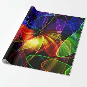 Soundwaves Neon-Fraktal Geschenkpapier