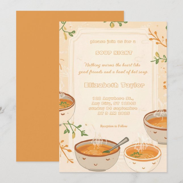 Soup Night Dinner Party Invitations Einladung (Vorne/Hinten)