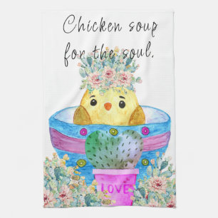 Soupe de poulet mignonne pour serviette de cuisine