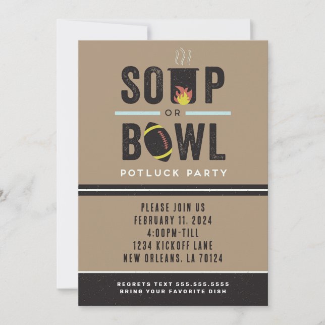 Soupe ou Bowl Football Potluck Party Invitation (Devant)