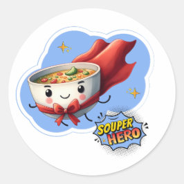 Souper Held, Super Helden Suppen Wortspiel | Runder Aufkleber
