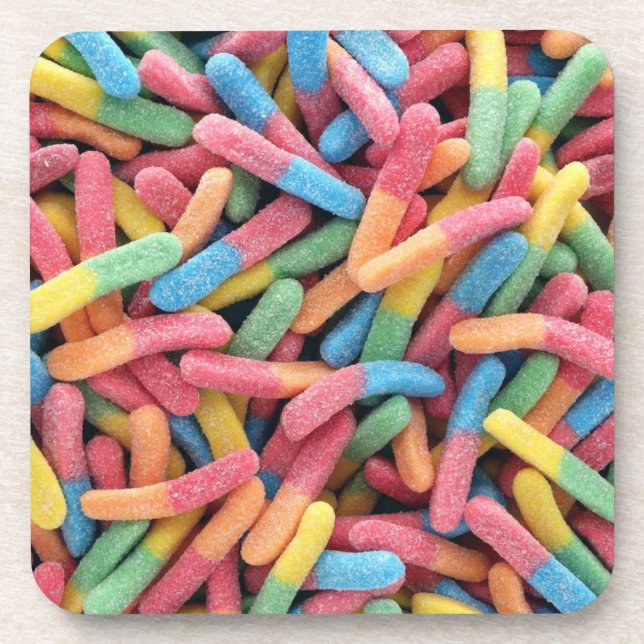 Sour Gummy Worms Getränkeuntersetzer (Vorderseite)