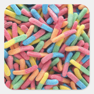 Sour Gummy Worms Quadratischer Aufkleber