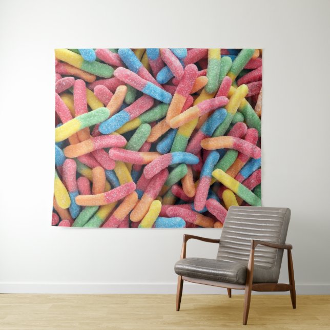 Sour Gummy Worms Wandteppich (Beispiel (Horizontal))