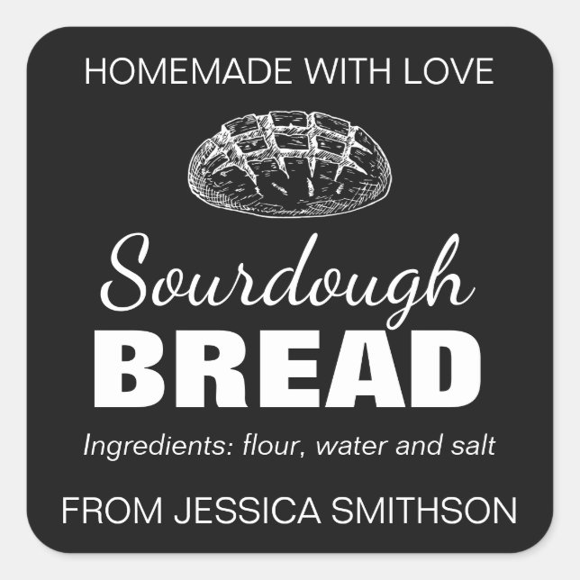 Sourdough Homemade Items Label Quadratischer Aufkleber (Vorderseite)