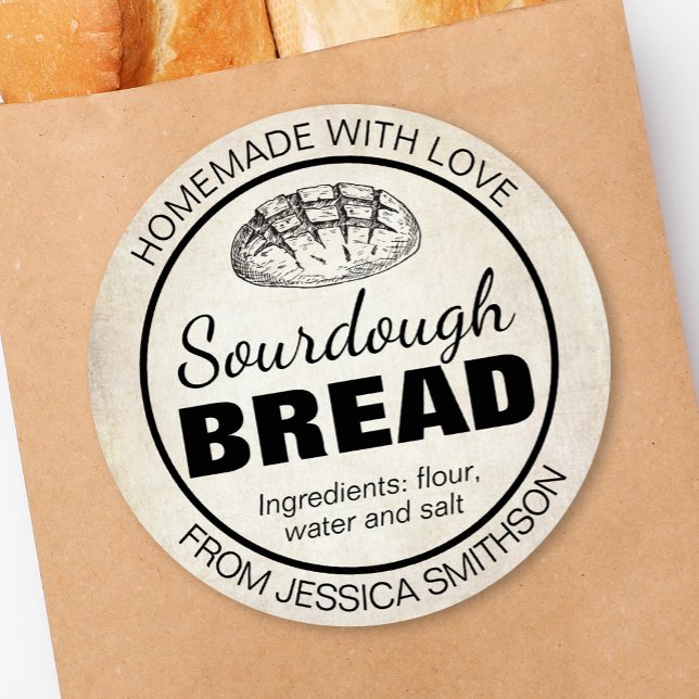 Sourdough Homemade Items Label SD01_01rd Runder Aufkleber (Von Creator hochgeladen)