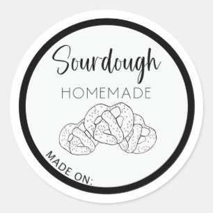 SOURDOUGH PRETZEL ETIKETT, SOURDOUGH BAKING RUNDER AUFKLEBER