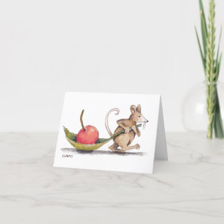 Souris avec carte de remerciements cerise