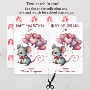 Souris Balloons Carte de salle de classe Valentine