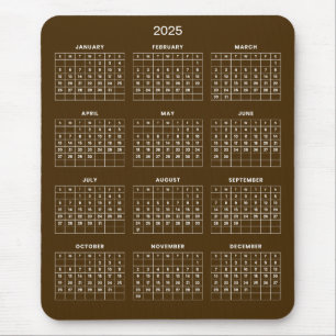 Souris Calendrier 2025 simple mais élégant   Tapis de sou