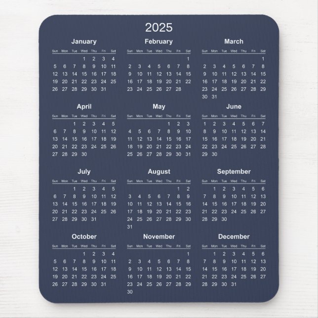Souris Calendrier 2025 simple mais élégant | Tapis de sou (Devant)