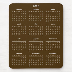 Souris Calendrier 2025 simple mais élégant   Tapis de sou