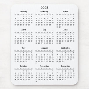 Souris Calendrier 2025 simple mais élégant   Tapis de sou