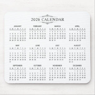 Souris Calendrier 2026 Simple mais Élégant   Tapis de sou