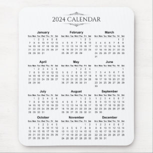 Souris Calendrier élégant et simple pour 2024   Tapis de 