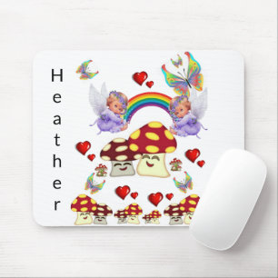 Souris Coeurs de champignon Angel Pad Souris! Tapis de so