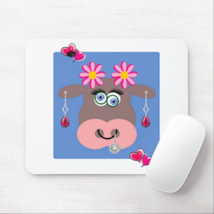 Souris Coeurs floraux roses de vache Pad Souris! Tapis de