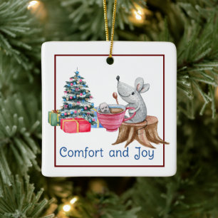 Souris Confort Et Joie Avec Ornement Thé