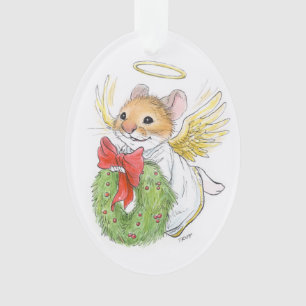 Souris d'ange de Noël avec l'ornement de guirland