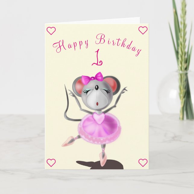 Souris de danse de ballet de la carte d'anniversai (Devant)