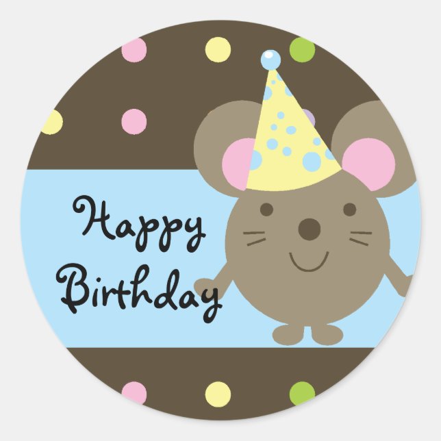Souris de fête personnalisable Stickers d'annivers (Devant)