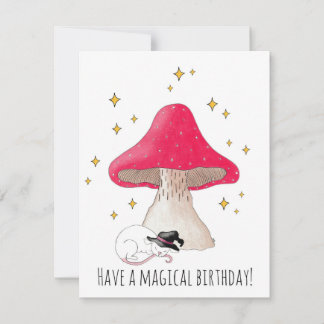 Souris de sorcière blanche Toadstool carte d'anniv