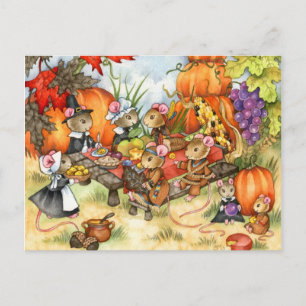 Souris de thanksgiving - cartes postales mignonnes