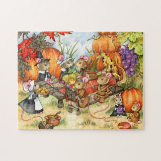 Souris de thanksgiving - puzzle mignon