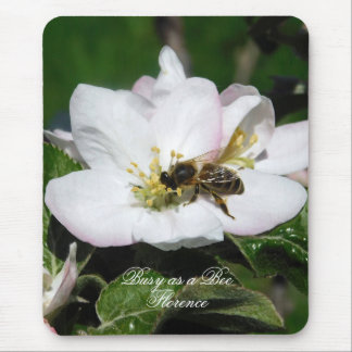 Souris Fleur de Pommier & Abeille Macro Photo | Tapis de